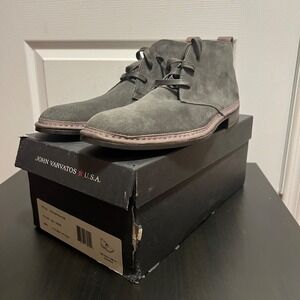 John Varvatos Mens Shoes Sid Roll Welt Chukka Boots Grey Suede Leather Size 11.5